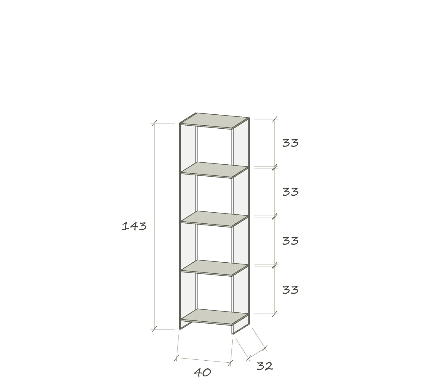 To III · 40 × 32 × 143 cm · Optiwhite · Color or Samtcolor · Dimensions in cm