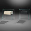 Glass nightstand PURE FLY by DREIECK DESIGN: Optiwhite glass - drawer lacquered pearl white + anthracite grey