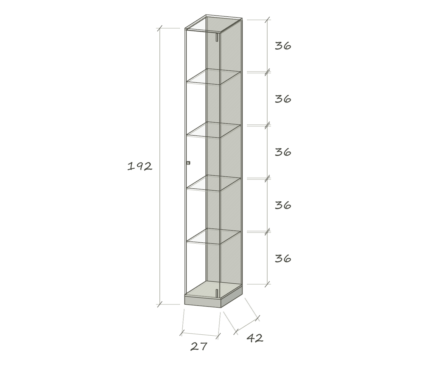 FACTUM · 27 × 42 × 192 cm · Türanschlag rechts · Maße in cm