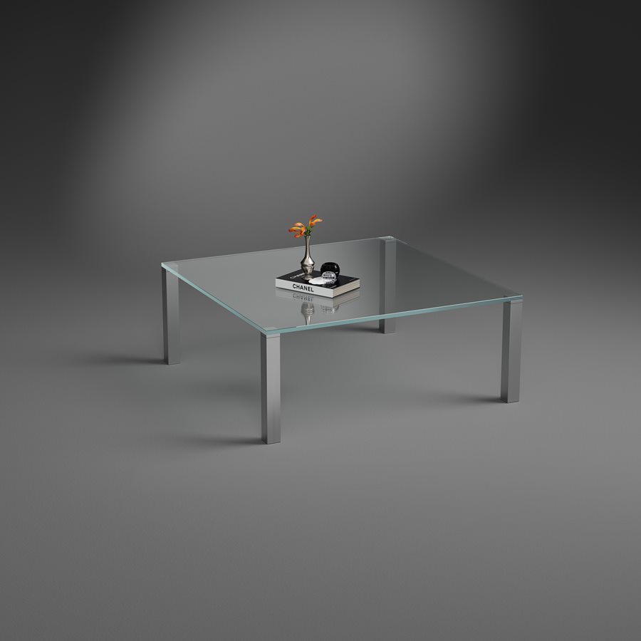 QUADRO Couchtisch aus Glas mit Edelstahlfüßen