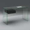 Glass desk FLY by DREIECK DESIGN - Floatglass - drawer solid wood lacquered silk-mat anthracite grey