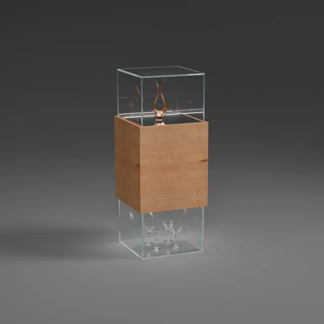 VICTUS · Glas Optiwhite klar - Holz Eiche - Beleuchtung eingeschaltet