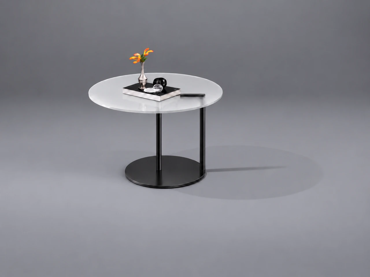 NEX · Optiwhite satiniert · Schwarz pulverbeschichtet · Materialillustration