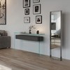 Glass console table with drawer FLY 127 by DREIECK DESIGN - OPTIWHITE - drawer element MDF silk mat anthracite grey