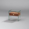 Glass bedside table PURE WOOD by DREIECK DESIGN: FLOATGLAS+ solid wood walnut