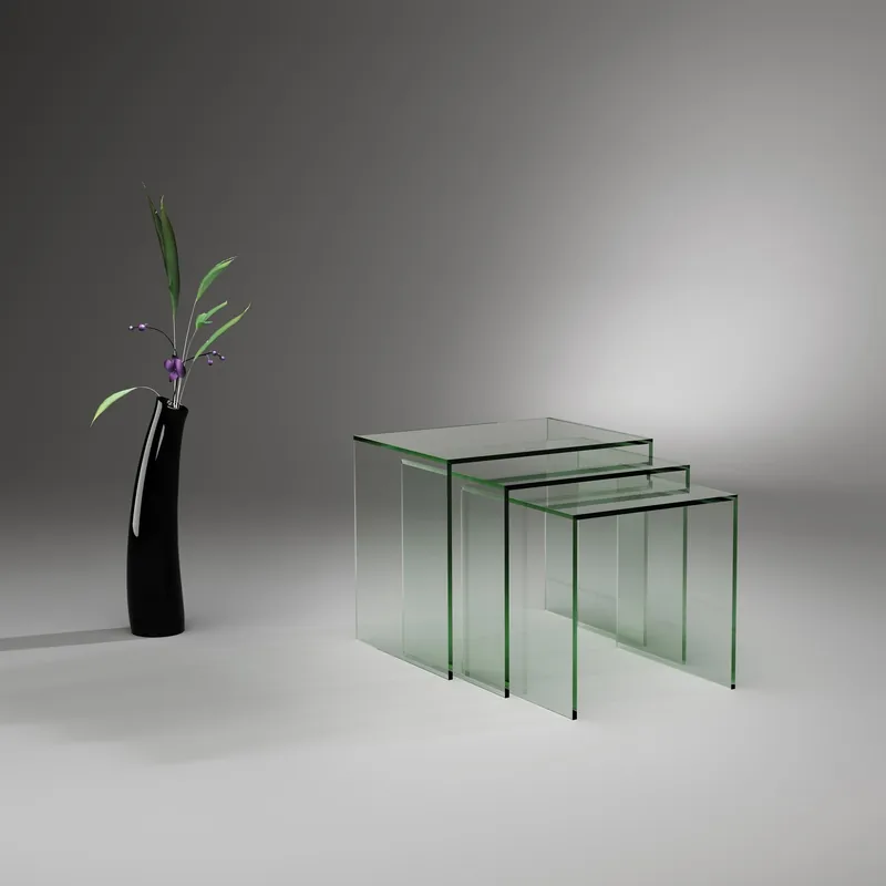 Designer Satztisch aus Glas: ST08-1 + ST08-2 + ST08-3 - FLOATGLAS