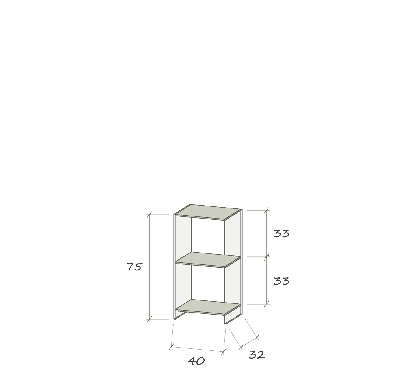 To I · 40 × 32 × 75 cm · Optiwhite · Color or Samtcolor · Dimensions in cm