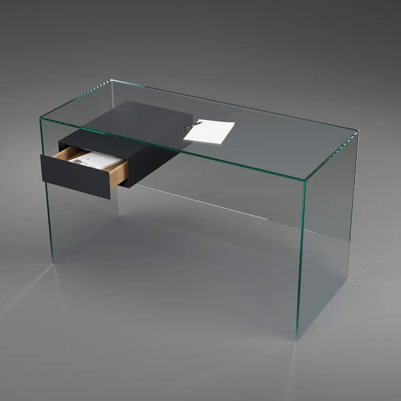 FLY · Floatglas klar · MDF Anthrazitgrau RAL 7016