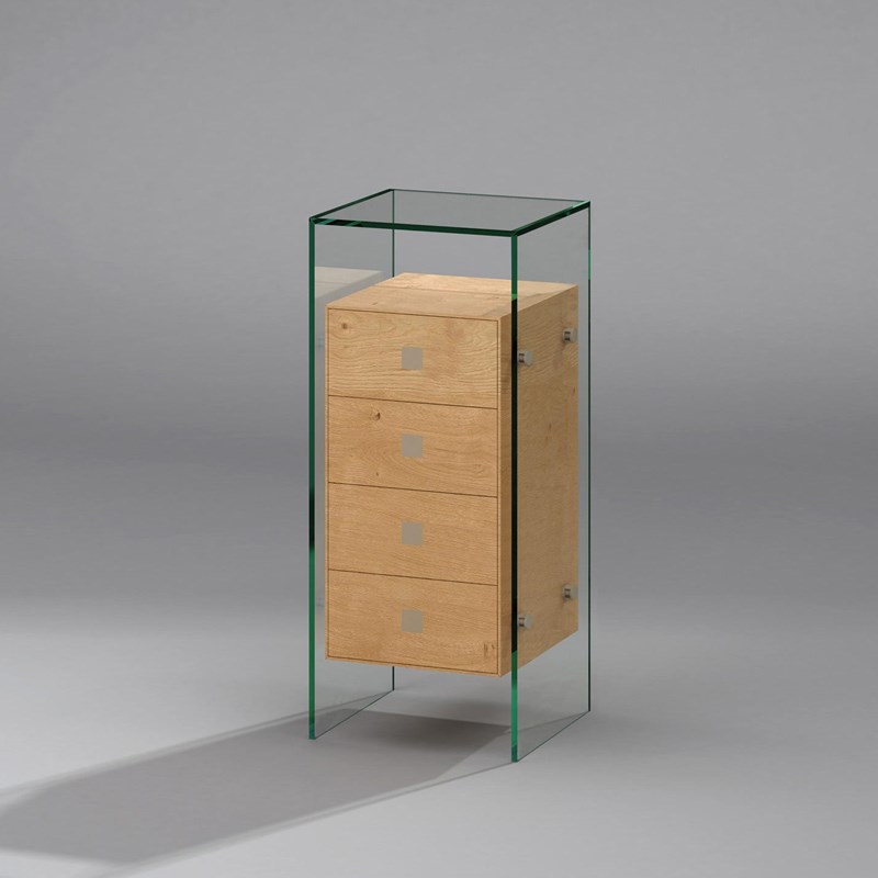 Massivholz-Kommode mit Glas von DREIECK DESIGN kaufen