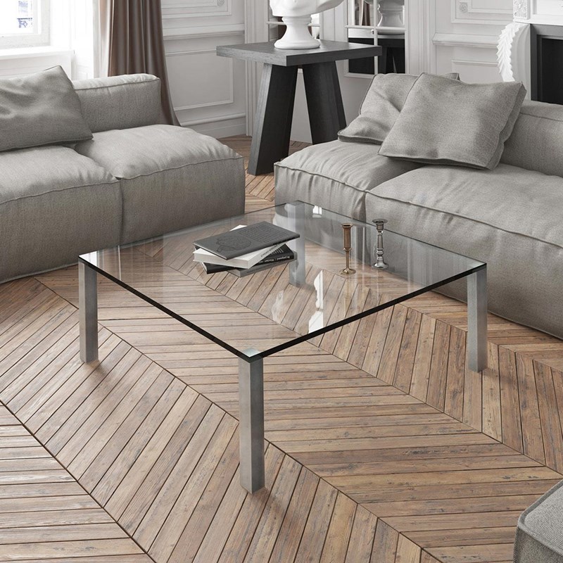 Variablen Salontisch Aus Glas Von Dreieck Design Kaufen Quadro Couchtisch Glas Edelstahl Gebürstet