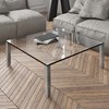 Glass cocktail table QUADRO by DREIECK DESIGN: Q 9940 - FLOATGLASS clear - table feet stainless steel brushed