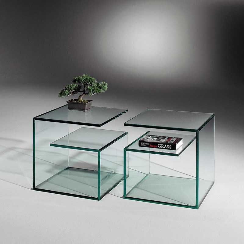 Glass side table JANUS V by DREIECK DESIGN: 2 x FLOATGLASS