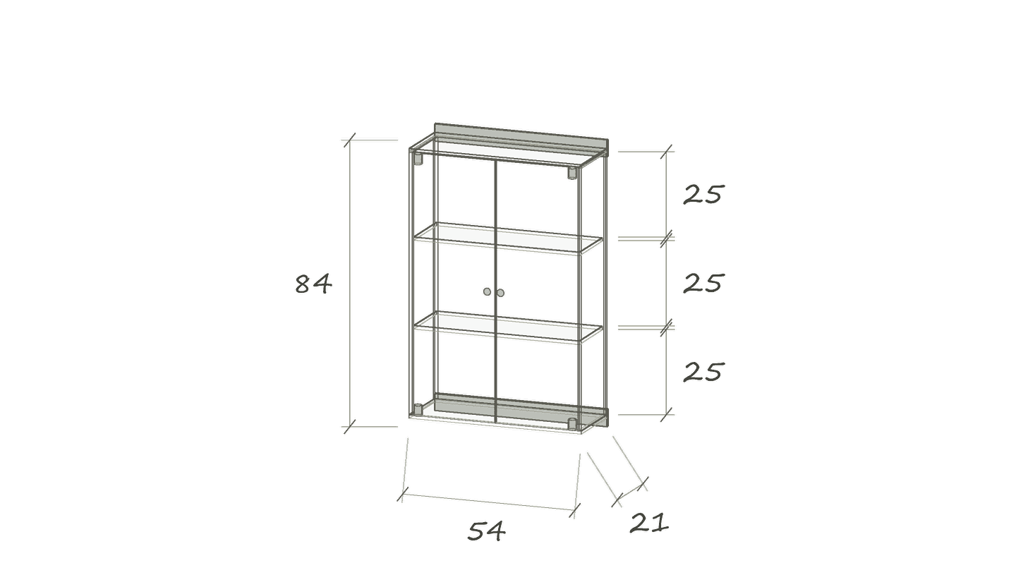V II · 54 × 21 × 84 cm · Wall-mounted cabinet · two doors · Dimensions in cm