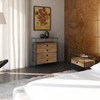 Glass nightstand PURE WOOD by DREIECK DESIGN: OPTIWHITE + wood amber