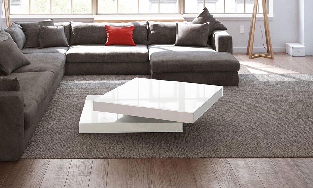 Welcher Couchtisch zu welchem Sofa - Drehbarer Couchtisch aus lackiertem Glas URANUS