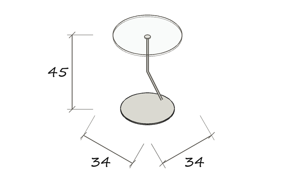 DISC · Dimension drawing in an illustrative style · DISC · Ø 34 · 45 cm