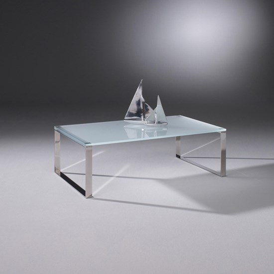 Glascouchtisch mit Edelstahl DAVIS
