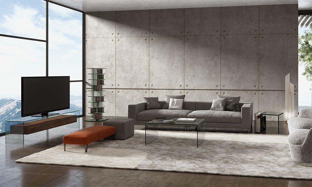 Welcher Couchtisch passt zu welchem Sofa - gebogener Couchtisch aus Glas
