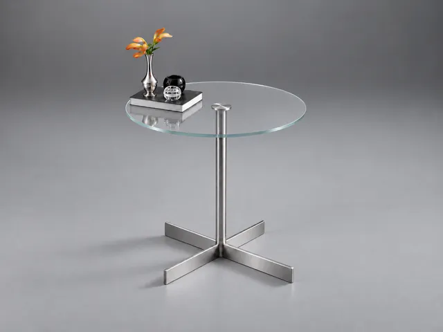LIDO Glasbeistelltisch rund · Eisenarmes Optiwhite · Klar · Materialillustration