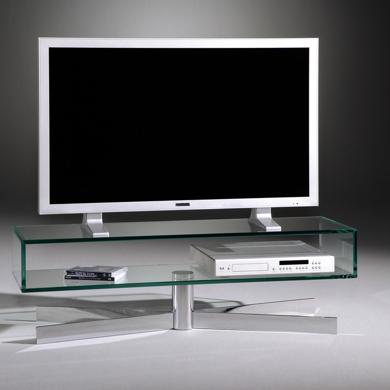 DREIECK DESIGN - glass tv rack LOGO X - FLOATGLASS