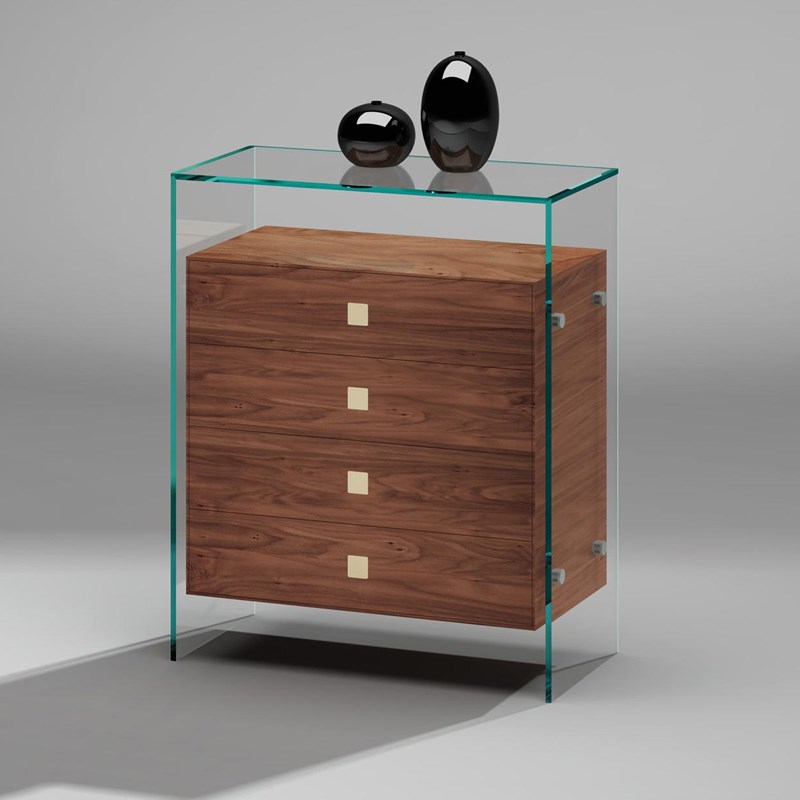 Solid wood commode FUSION wood 84 by DREIECK DESIGN: OPTIWHITE + solid wood walnut