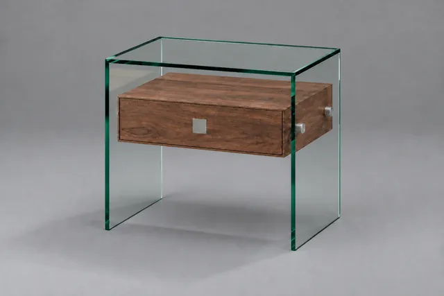 PURE WOOD · Floatglas klar · Nussbaum · Materialillustration
