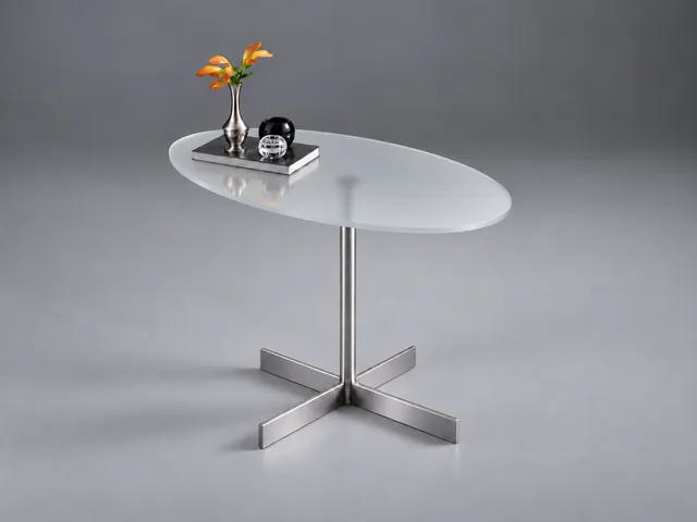LIDO Glasbeistelltisch ellipse · Eisenarmes Optiwhite · Satiniert · Materialillustration