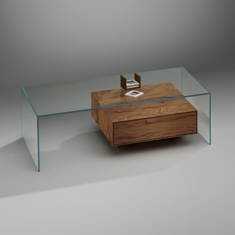 Glas-Couchtisch mit Schubladen von DREIECK DESIGN kaufen