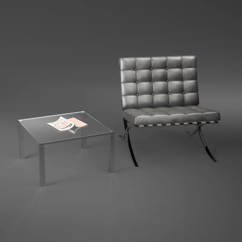 FAME coffee table · 70 × 70 × 40 cm · Hand-polished stainless steel frame