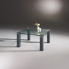 Glascouchtisch mit Holzfüßen REMUS von DREIECK DESIGN: RM 8842 - FLOATGLAS klar mit Rundecken- Tischfüße anthrazitgrau