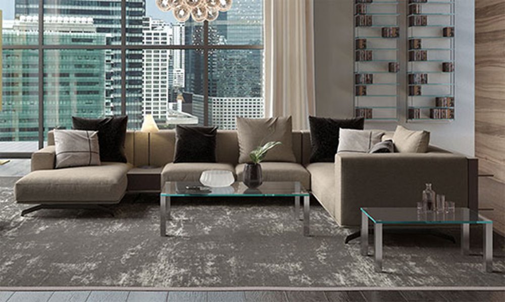 Modernes Wohnzimmer mit Möbeln aus Glas