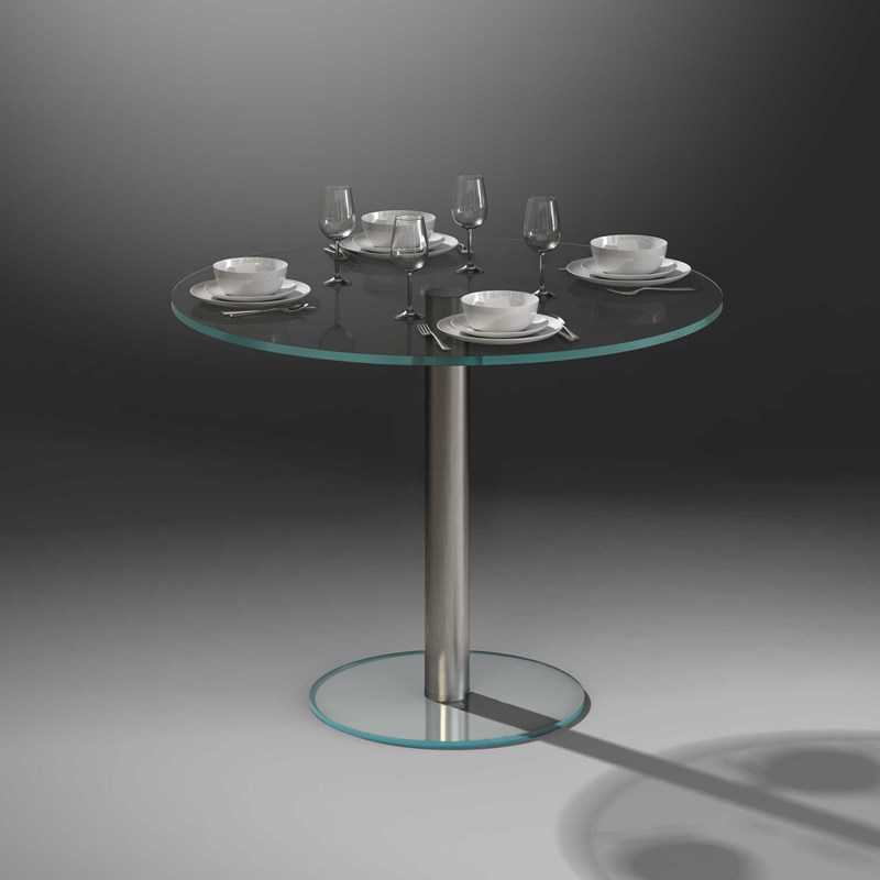 Runder Glastisch/Glasesstisch mit Mittelfuß von DREIECK DESIGN