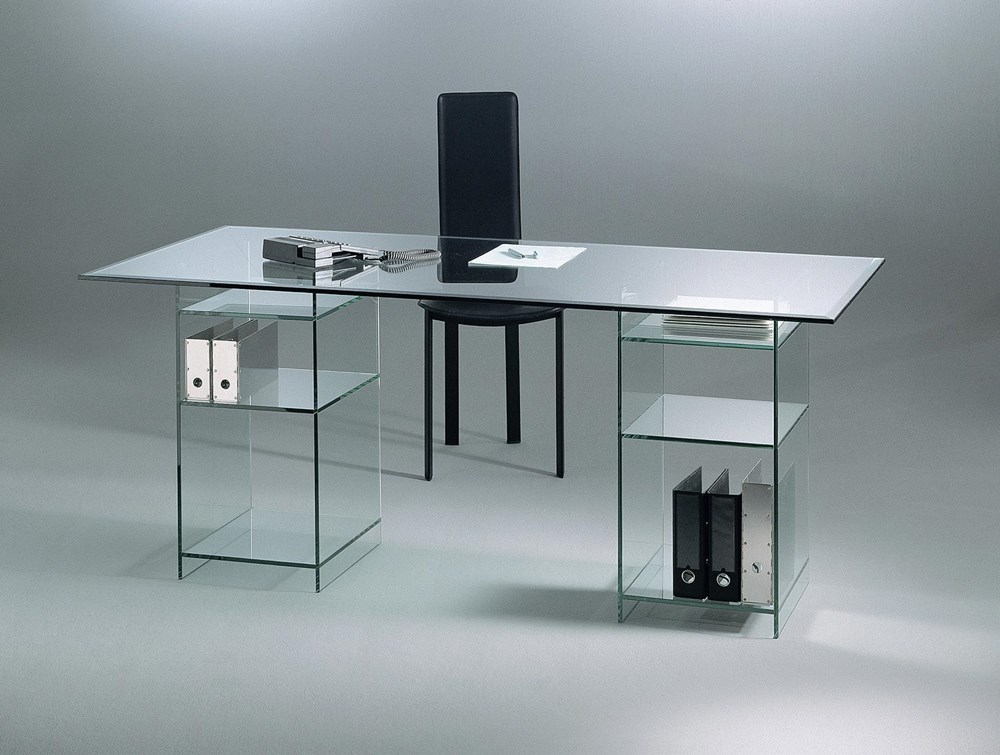 GGlass desk with shelves