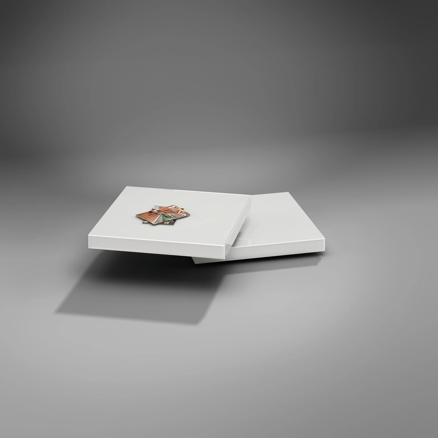 URANUS 100 rotating glass coffee table by DREIECK DESIGN · Optiwhite Samtcolor · Pure white