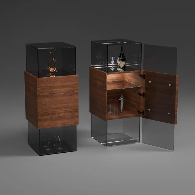 VICTUS · Glas Parsol grau - Holz Nussbaum