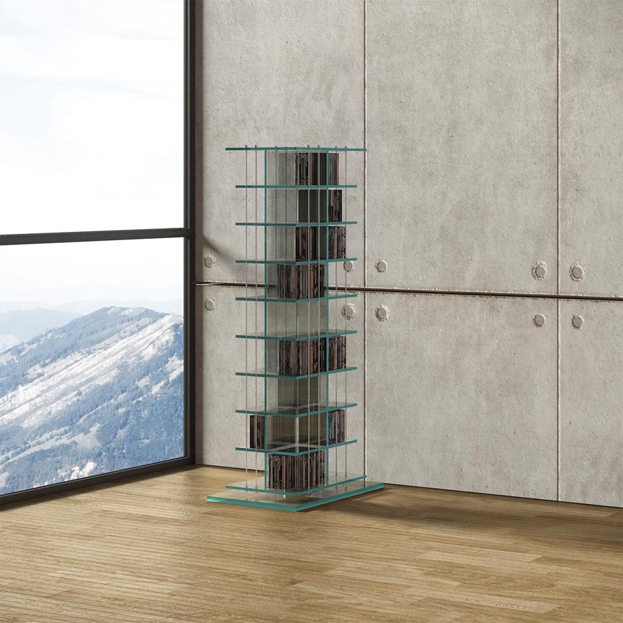 Drehbarer CD-Ständer CD 504 aus Optiwhite-Glas