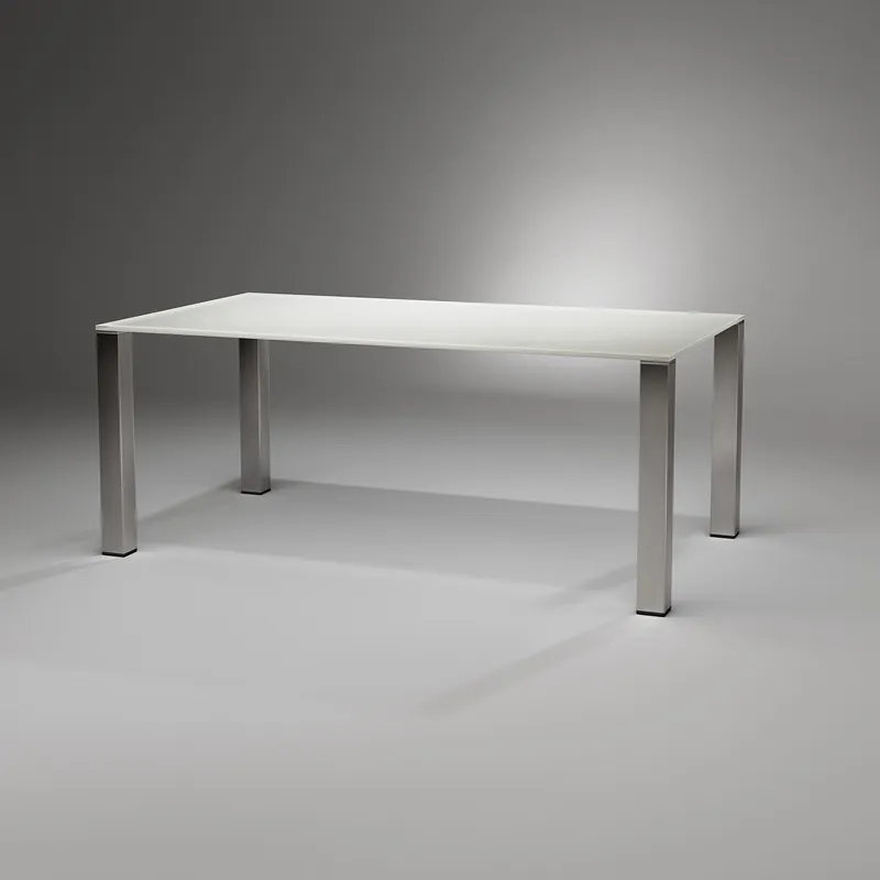 QUADRO MAGNUM · QM 2072 - OPTWHITE samtcolor reinweiss - Tischfüße Edelstahl gebürstet