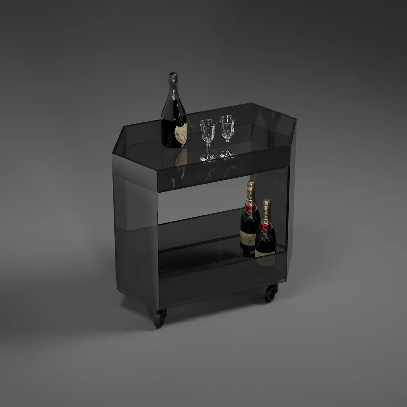 Bar trolley EXAGON - Glass Parsol Grey