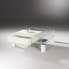 Glass cocktail table THEBEN by DREIECK DESIGN: THEBEN 99/1 (with one drawer) - OPTIWHITE partial color pure white