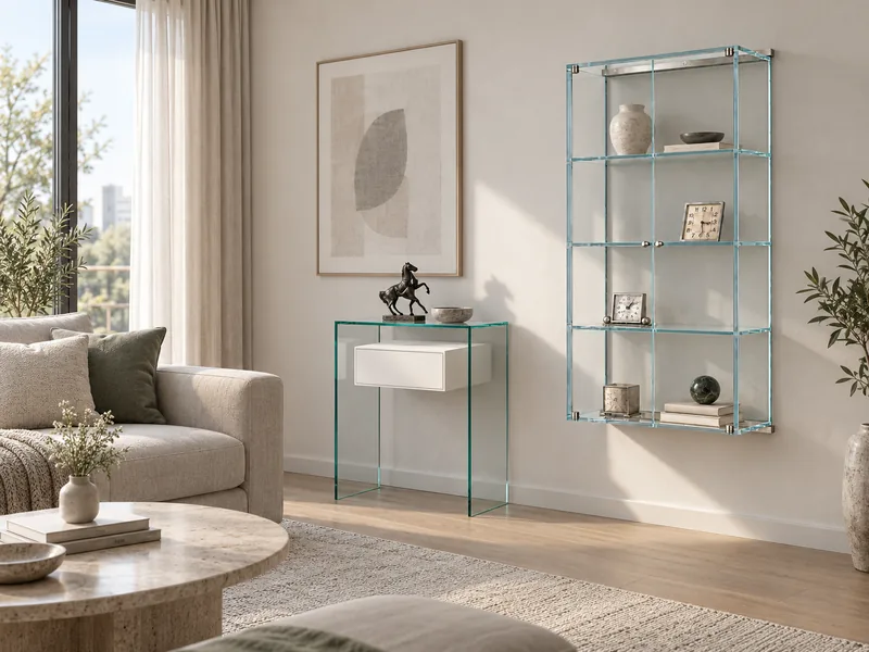 VITRO + FLY console table · Illustrative room setting · Example furnishing arrangement