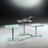 Glass side table QUADRO by DREIECK DESIGN: QB 5040 FLOATGLASS satinated + QB 5540 FLOATGLASS clear + QB 4540 FLOATGLASS clear