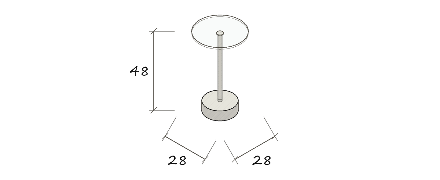 ROTON · Maßskizze im Planungsstil · ROTON · Ø 28 · 48 cm