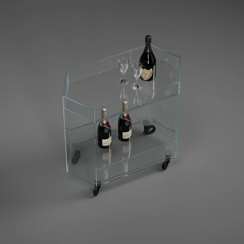 Bar trolley EXAGON - Glass Optiwhite Clear