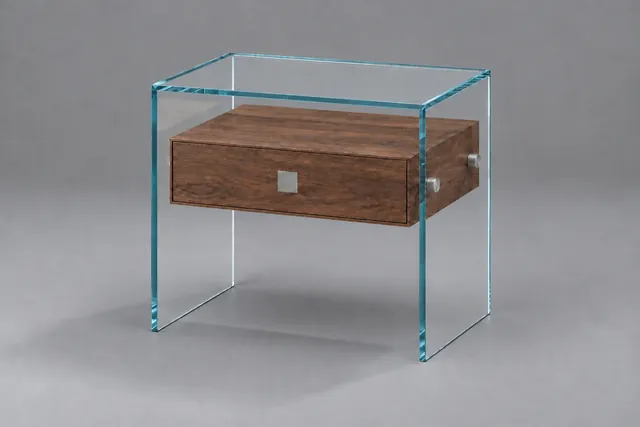 PURE WOOD · Optiwhite klar · Nussbaum · Materialillustration
