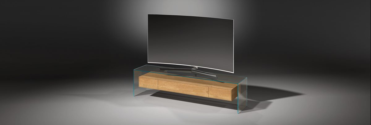 TV-Möbel FLY aus Glas und Holz