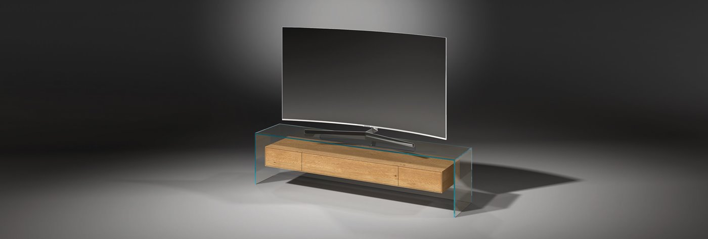 TV-Möbel FLY aus Glas und Holz