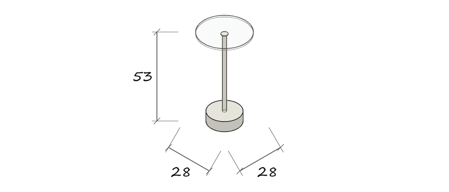 ROTON · Maßskizze im Planungsstil · ROTON · Ø 28 · 53 cm