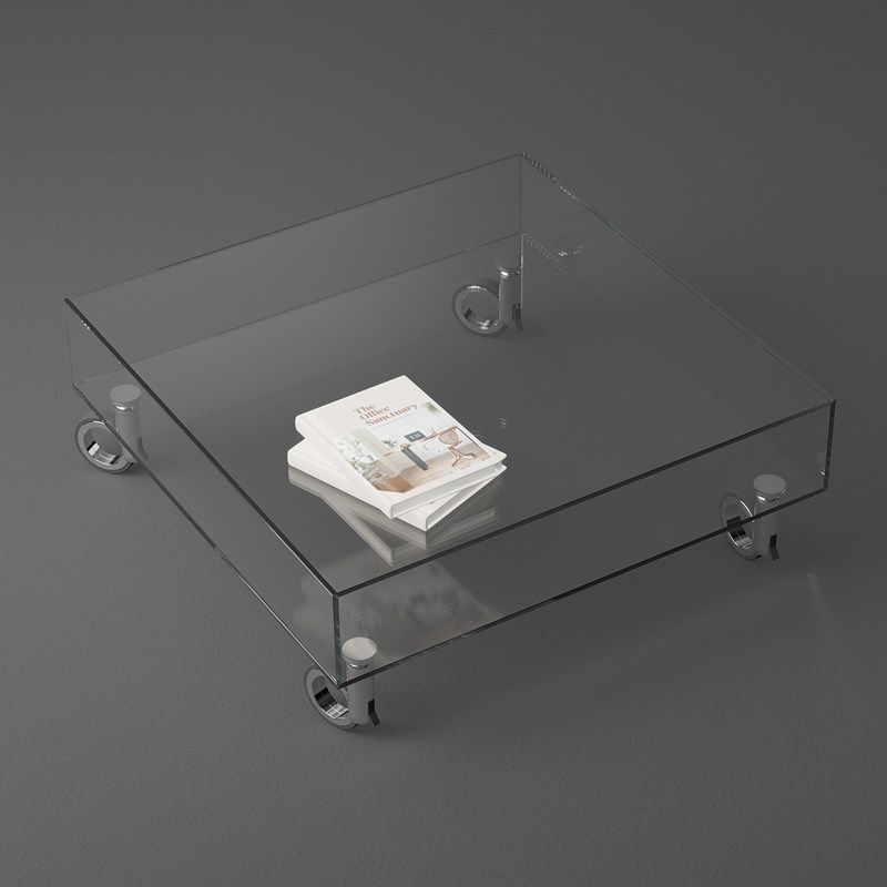 Rollbarer Couchtisch aus Glas von DREIECK DESIGN kaufen