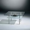 Glass cocktail table SIRIUS double by DREIECK DESIGN: Sd 9977 - FLOATGLASS - intermediate plate satinated - rounded corners - table feet stainless steel brushed