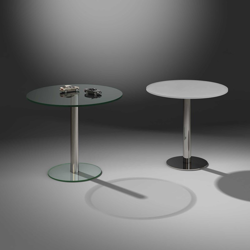 Runder Glastisch/Glasesstisch mit Mittelfuß von DREIECK DESIGN